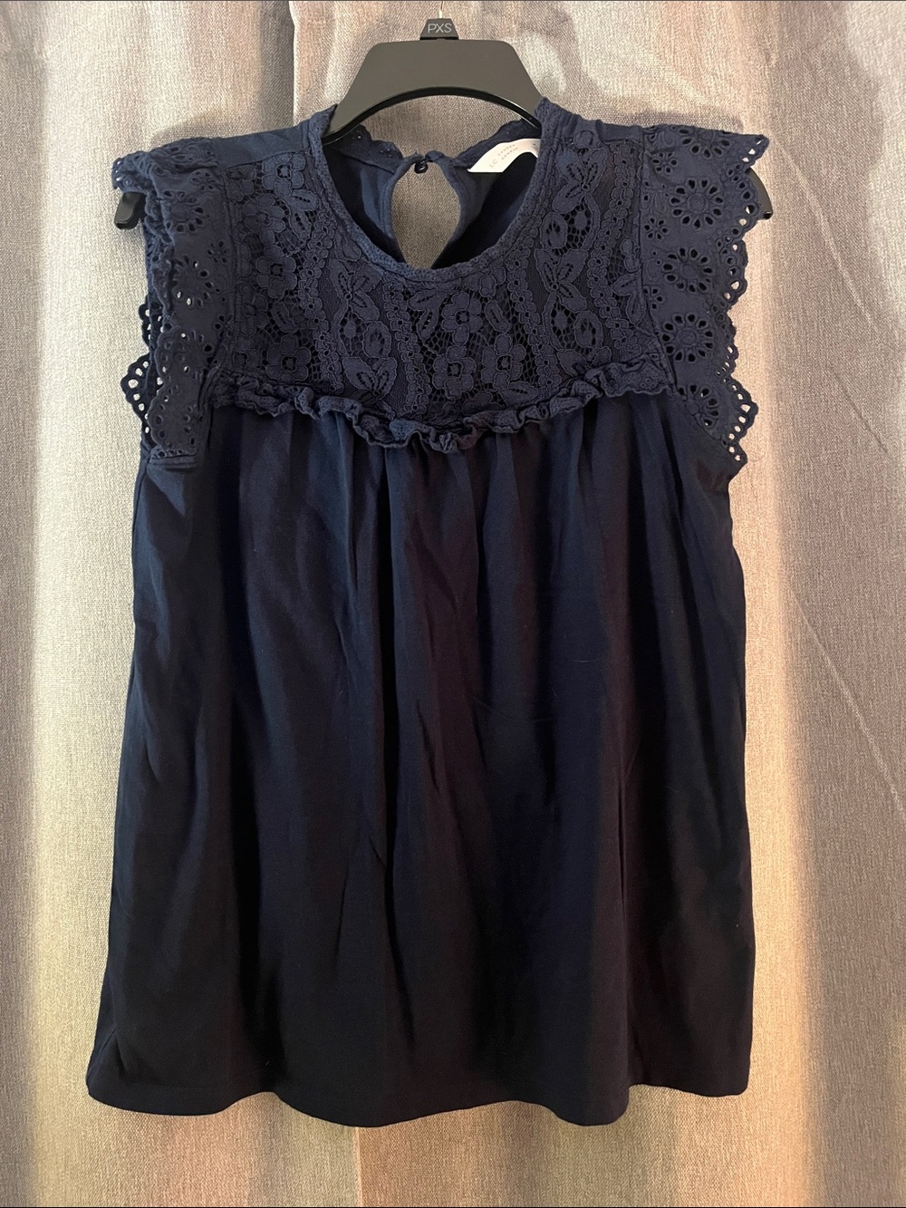 LC Lauren Conrad Navy Lace Yoke Sleeveless Camisole